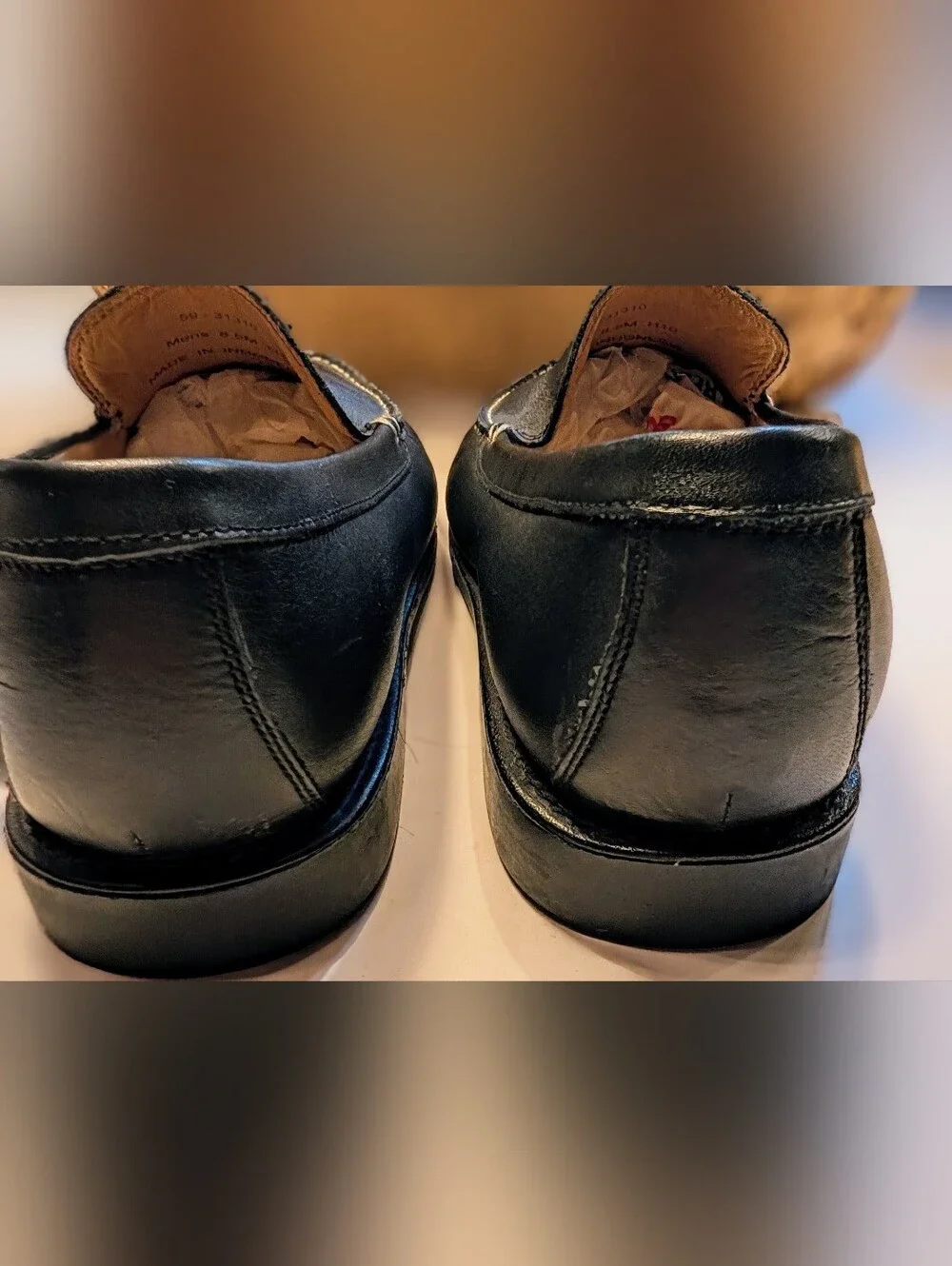 Johnson And Murphy Black Leather Loafers Men's Size 8.5